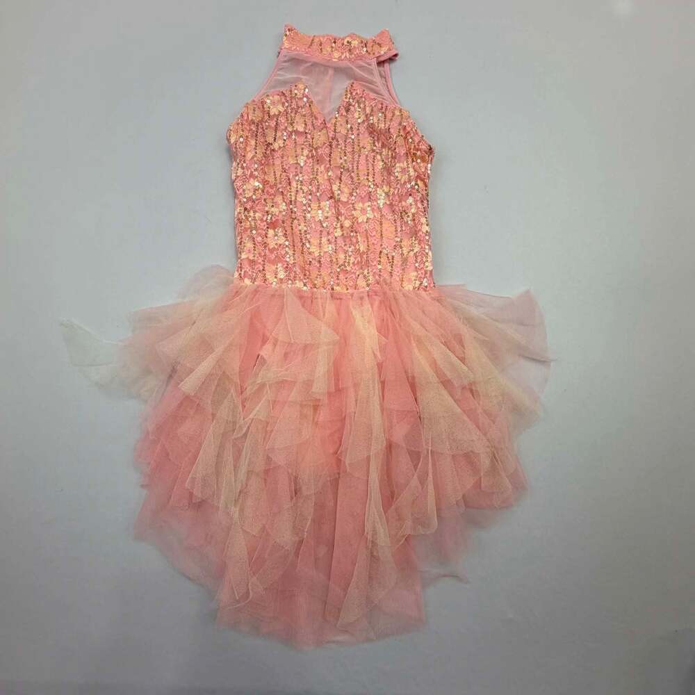 A Wish Come True How Will I Know Pink Sequin Tulle High-Low Dance Costume